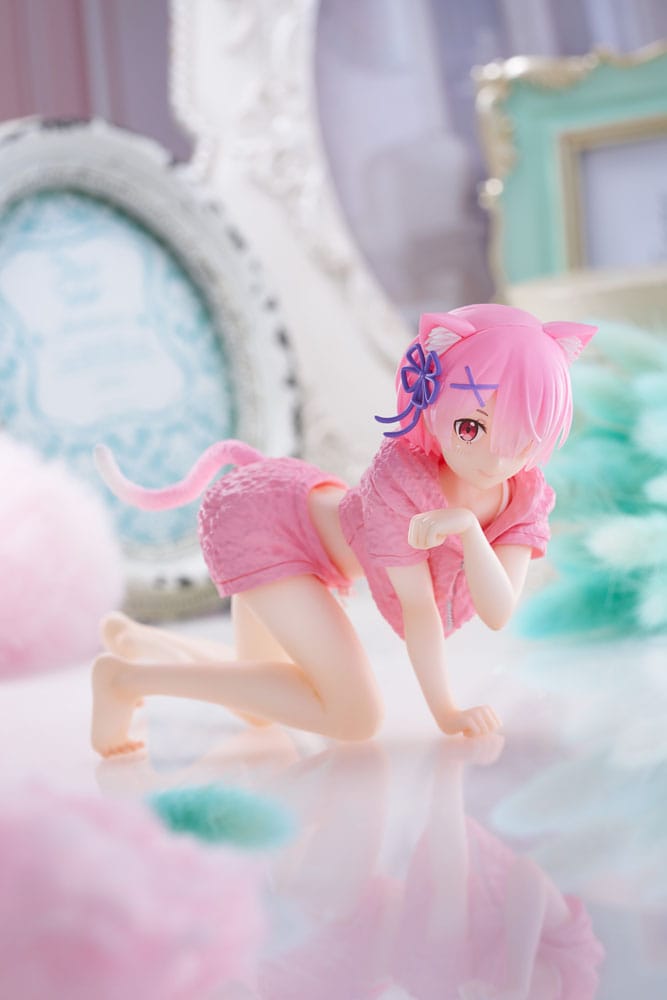 Figurine Re:Zero – Rem En Version Desktop Cute Cat Room Wear – Taito, Neuf