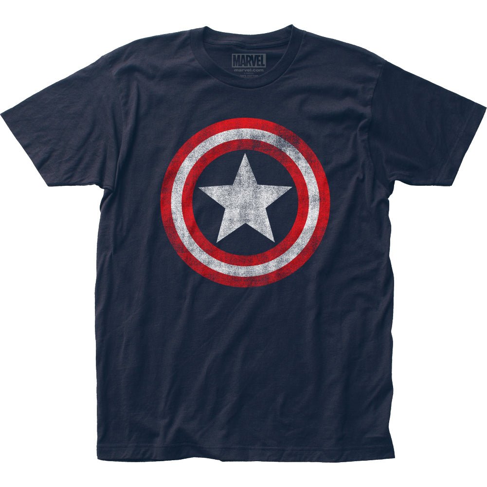 Captain America Distressed Shield Logo Marvel Comics Adult T-Shirt - Fundom
