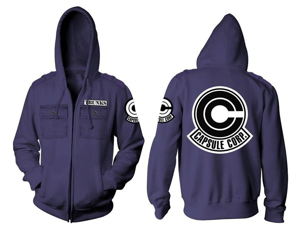 Dragon Ball Z Capsule Corp Trunks Military Style Adult Zip Hoodie - Fundom