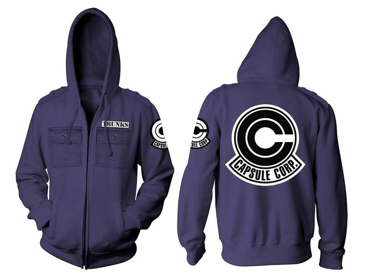 Dragon Ball Z Capsule Corp Trunks Military Style Adult Zip Hoodie - Fundom