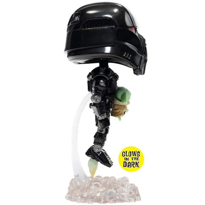 Funko Pop! Star Wars: The Mandalorian Dark Trooper with Grogu Glow - in - the - Dark Entertainment Earth Exclusive Vinyl Figure - Fundom