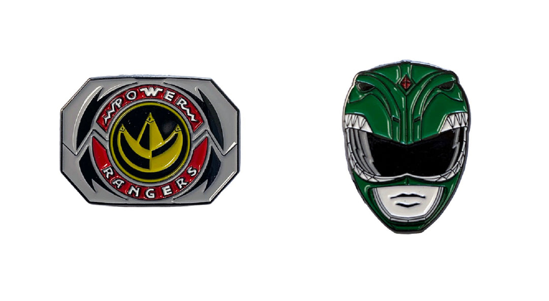 Power Rangers Green Ranger Mask and Emblem 2 Pack Enamel Pin set