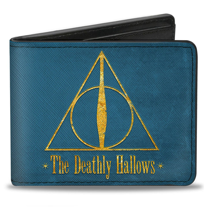 Harry Potter The Deathly Hallows Symbol Blue/Gold Bi - Fold Wallet - Fundom