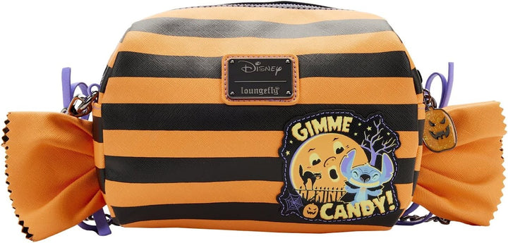Loungefly Disney Lilo and Stitch Striped Halloween Candy Wrapper Crossbody Bag Purse - Fundom
