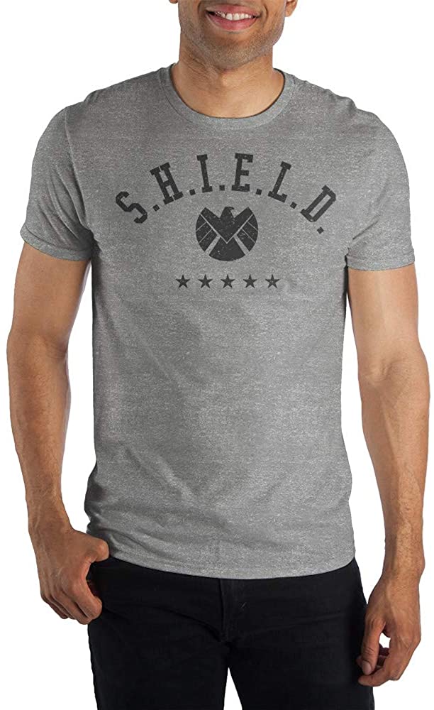 Marvel Clothing Captain Marvel S.H.I.E.L.D Graphic Short - Sleeve T-Shirt Athletic Heather - Fundom