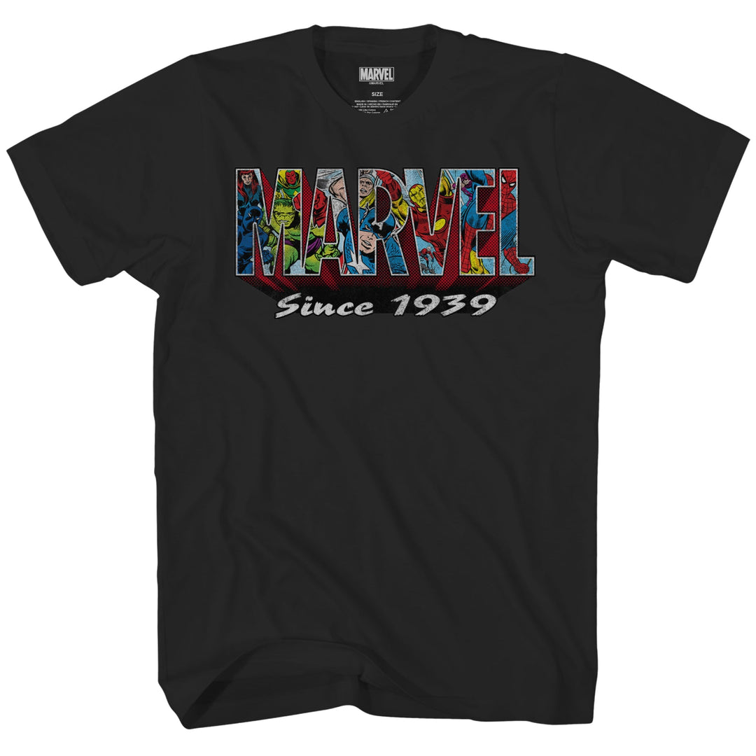 Marvel Logo Full Of Comics Since 1939 Adult T-Shirt - Fundom