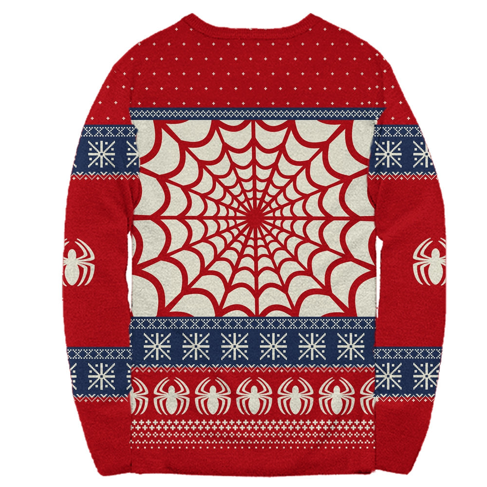 Marvel Spider - Man Symbol Offcially Licesned Adult Holiday Ugly Christmas Sweater - Fundom