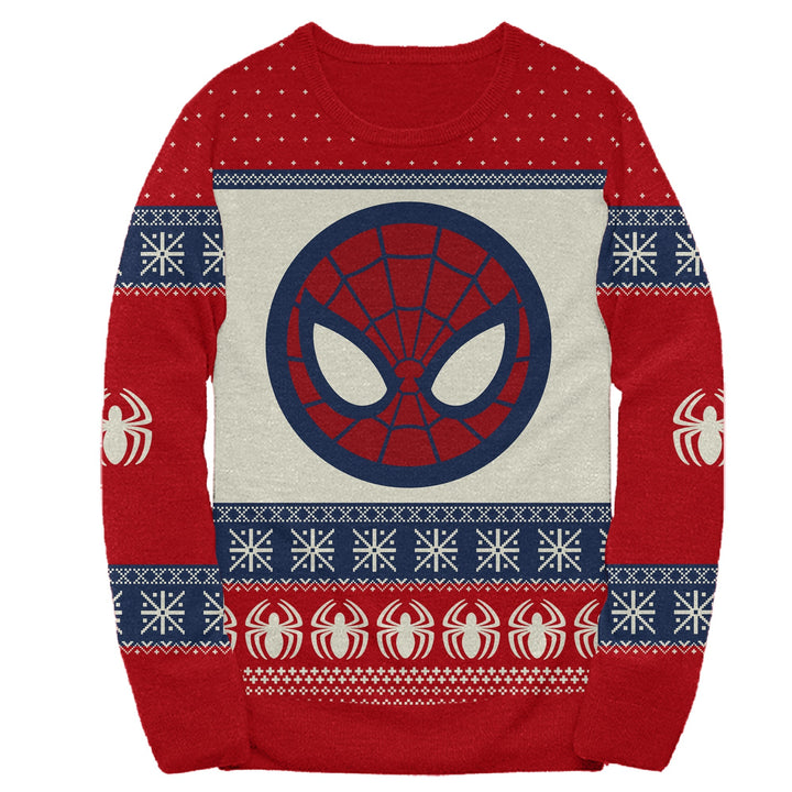 Marvel Spider - Man Symbol Offcially Licesned Adult Holiday Ugly Christmas Sweater - Fundom
