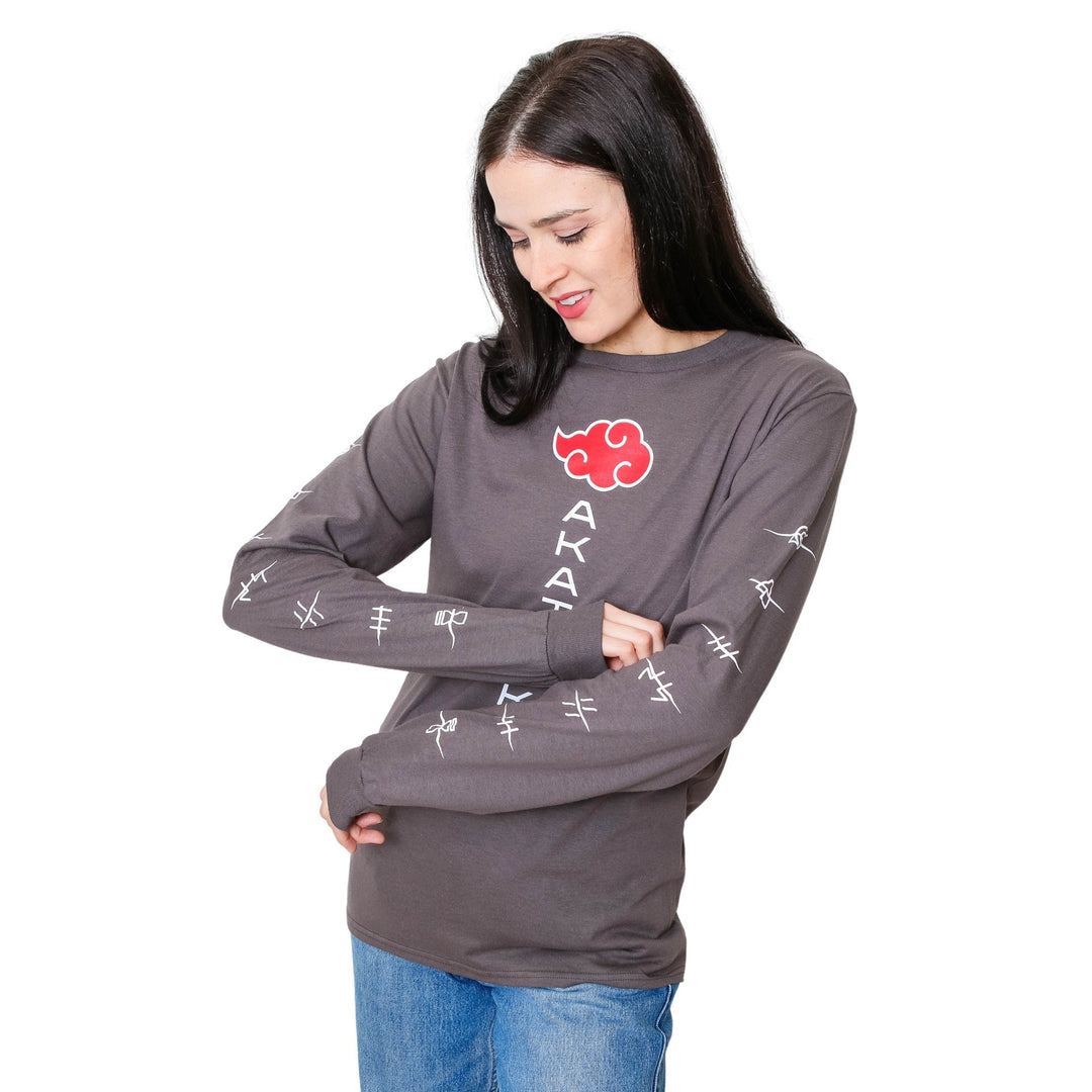 Naruto Shippuden Akatsuki Anti Village Symbols Anime Adult Long Sleeve T-Shirt - Fundom
