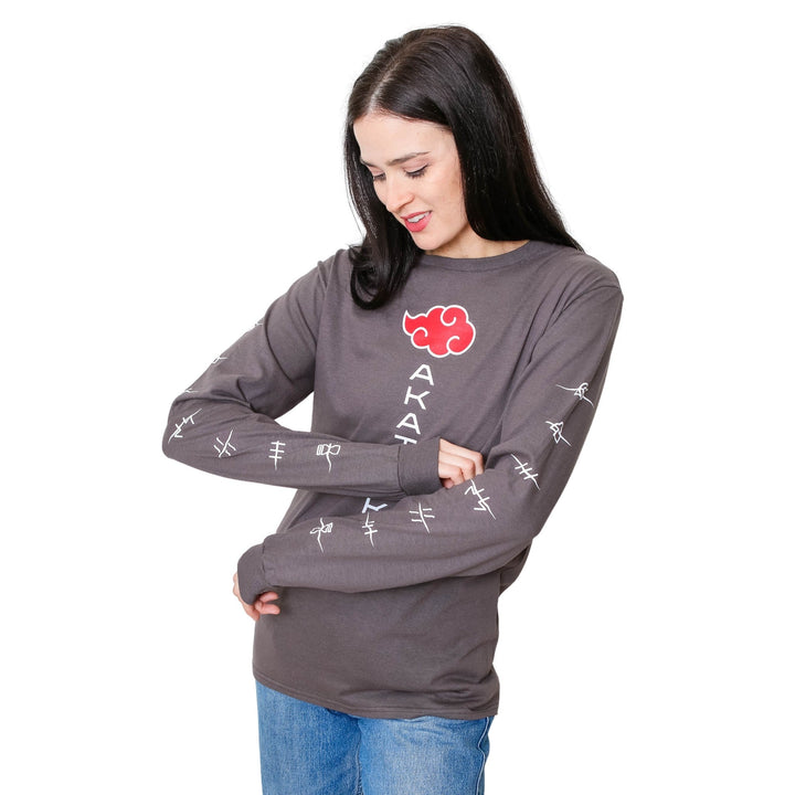 Naruto Shippuden Akatsuki Anti Village Symbols Anime Adult Long Sleeve T-Shirt - Fundom