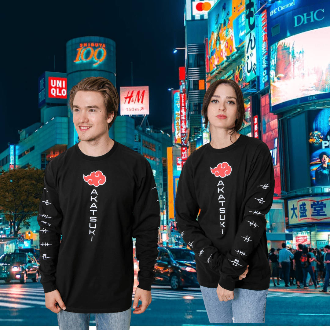 Naruto Shippuden Akatsuki Anti Village Symbols Cloud Anime Adult Unisex Long Sleeve T-Shirt - Fundom
