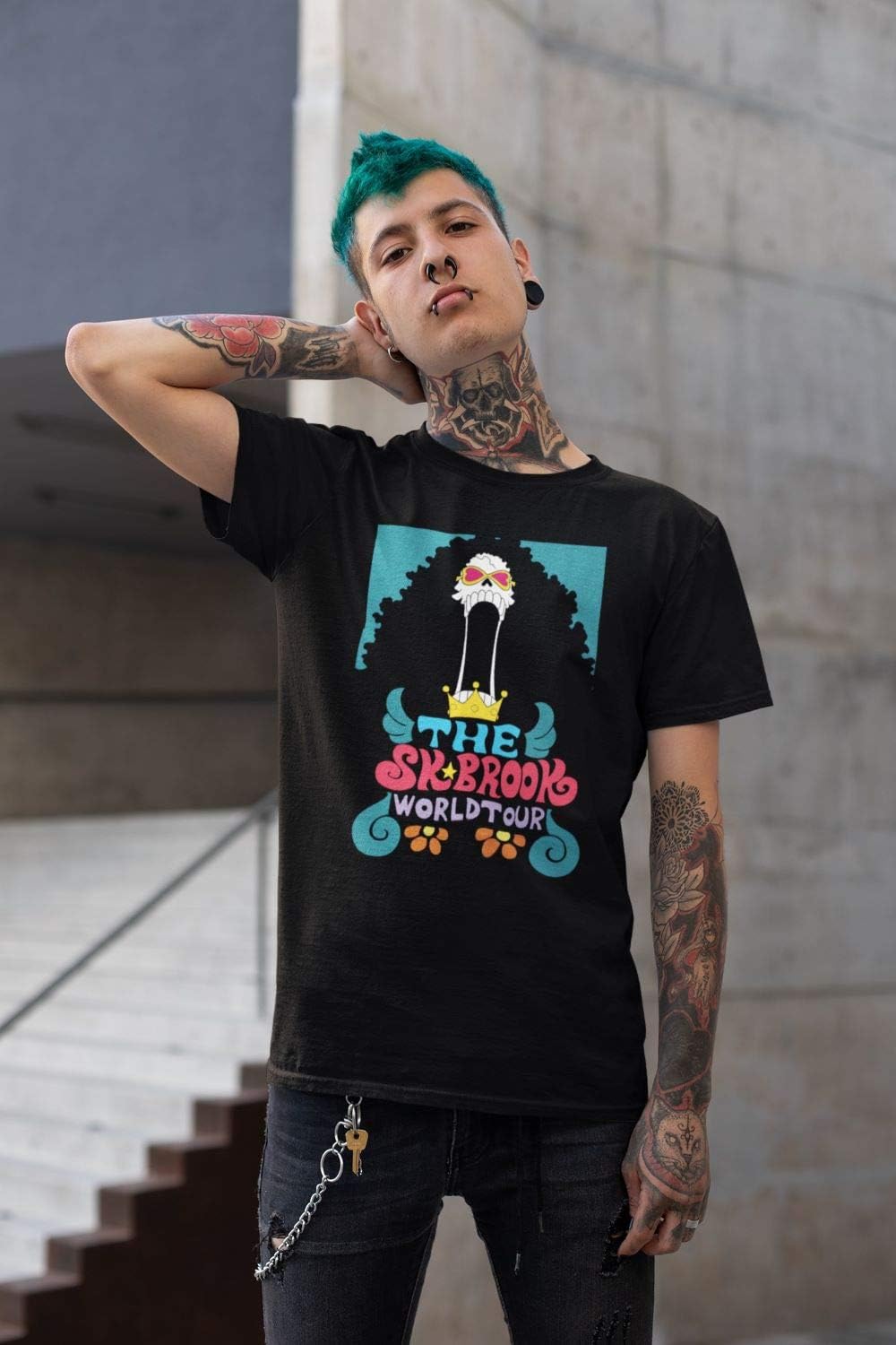 One Piece - Brook World Tour Adult T-Shirt - Black - Officially Licensed - Fundom