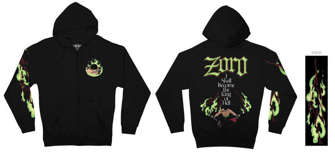 One Piece Roronoa Zoro King Of Hell Licensed Adult Zip Up Hoodie - Fundom