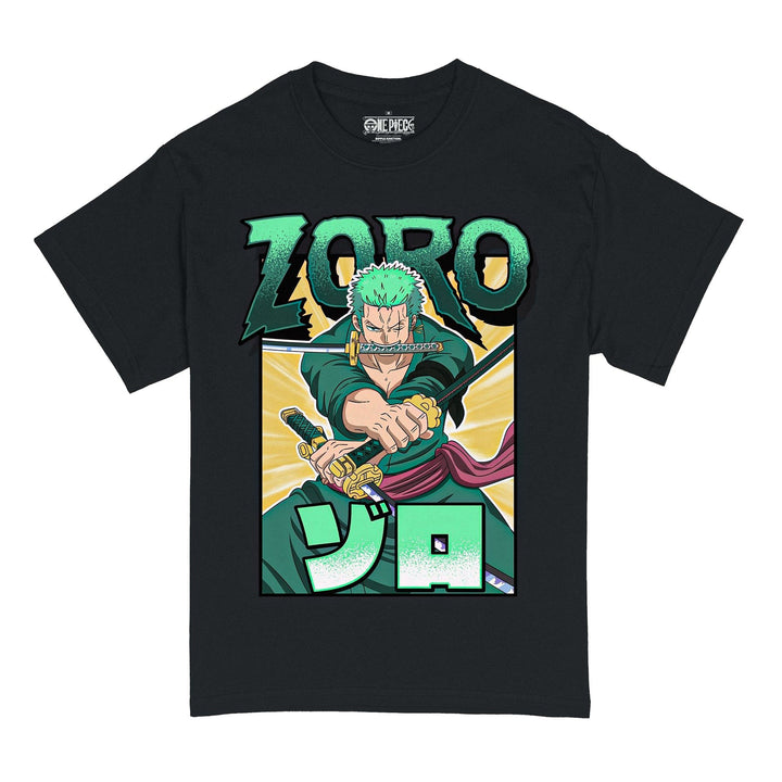 One Piece - Roronoa Zoro Three - Sword Style Adult T-Shirt - Black - Officially Licensed - Fundom