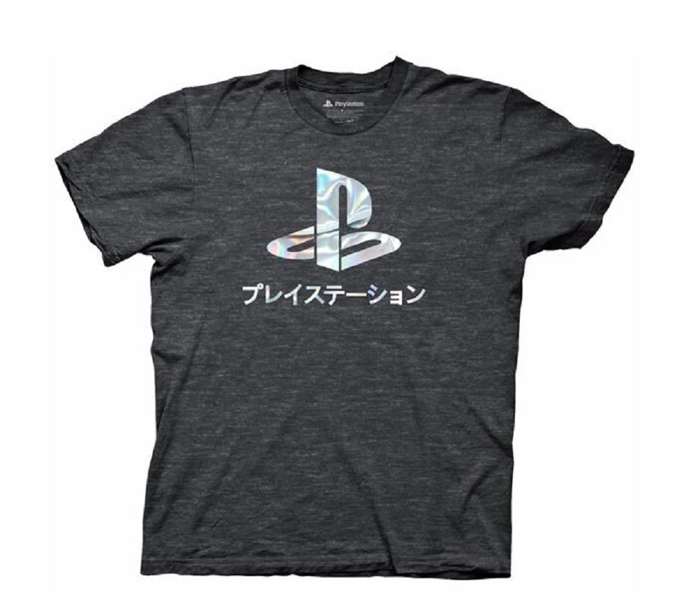 Playstation Logo Foil Gamer Adult T-Shirt - Fundom