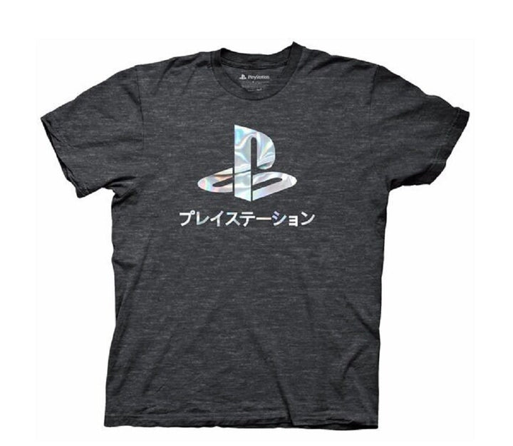 Playstation Logo Foil Gamer Adult T-Shirt - Fundom