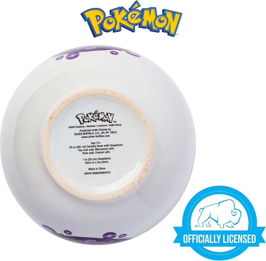 Pokemon Gengar Pokeball Ceramic Ramen Noodle Rice Bowl with Chopsticks Microwave Safe 20 Ounces - Fundom