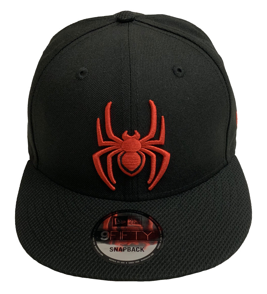 New Era 9Fifty Marvel Spider-Man - Snapback Laine Noire - Graphismes Blancs Surélevés