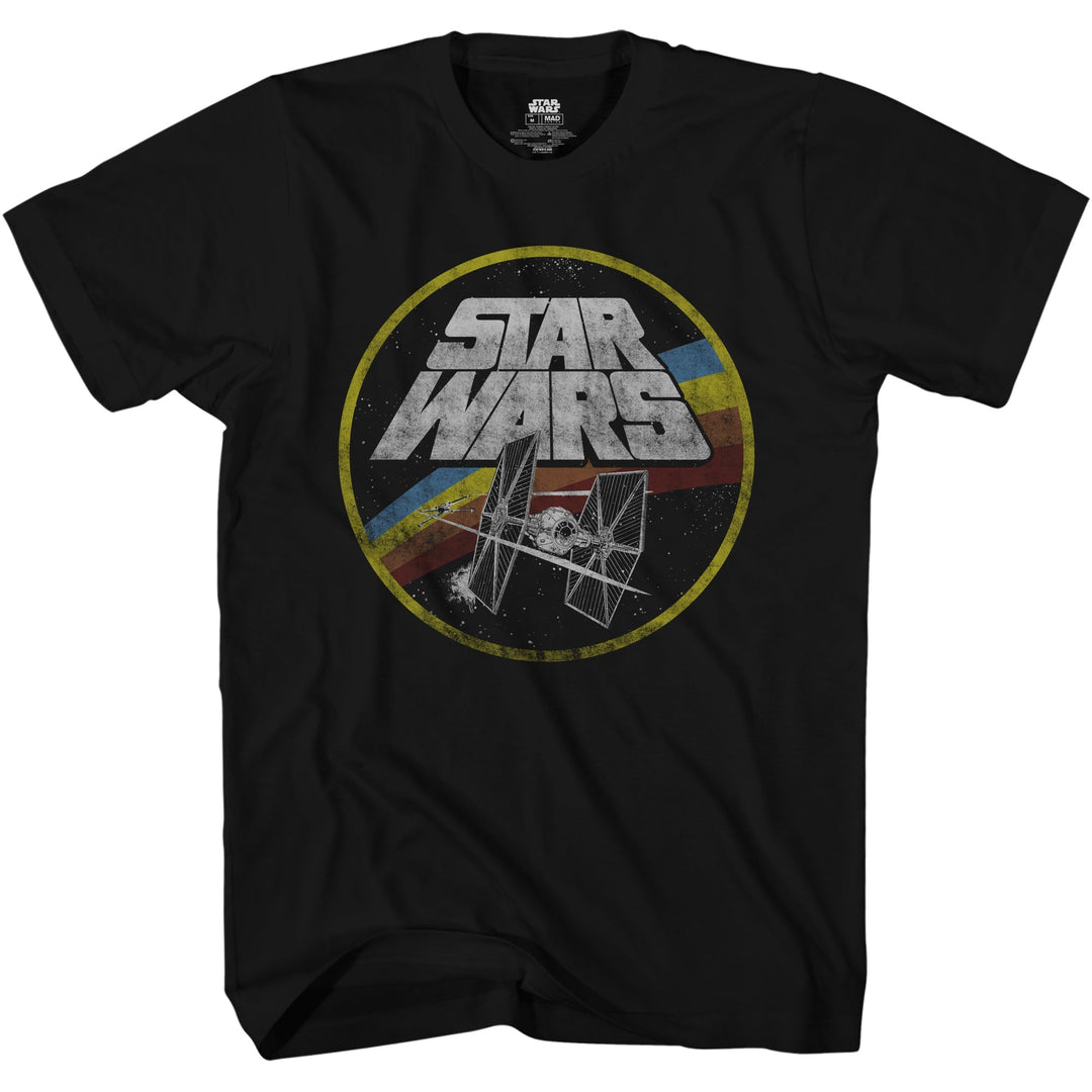 Star Wars Classic Logo and Tie Fighter Circle Fight Adult T-Shirt - Fundom