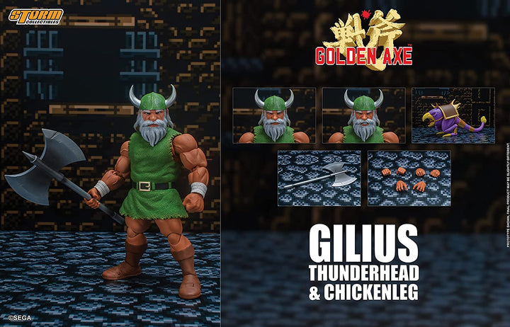 Storm Collectibles - Golden Axe - Gilius Thunderhead & Chicken Leg 1/12 Action Figure - Fundom