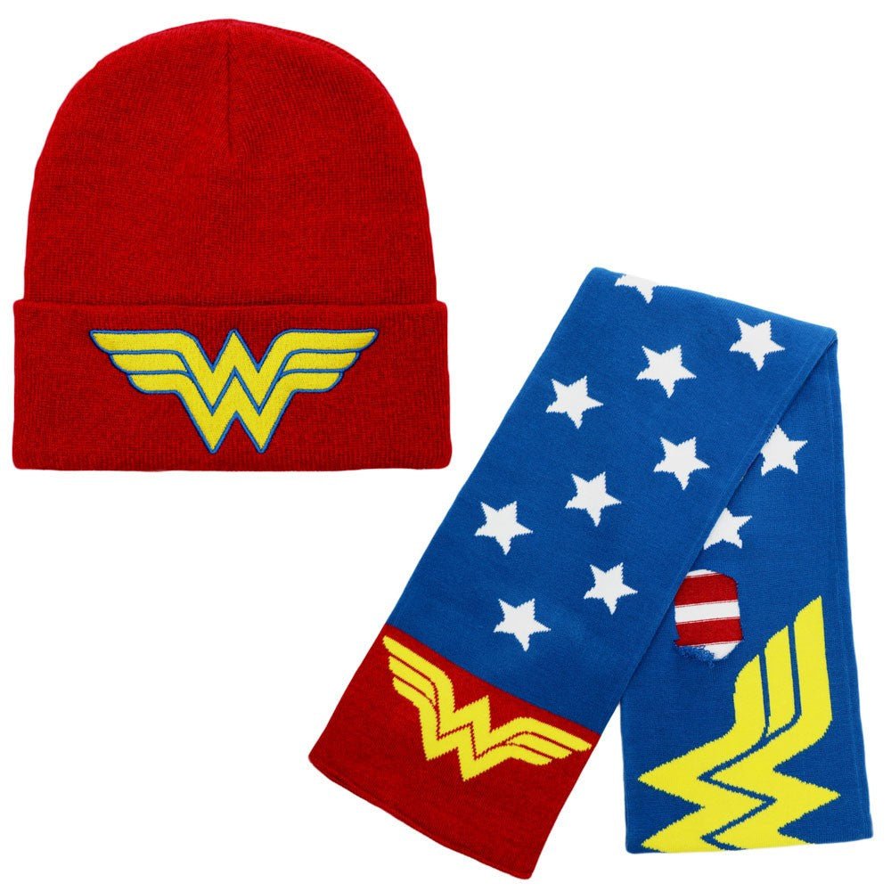 Wonder Woman Logo DC Comics Knit Beanie and Scarf Combo - Fundom