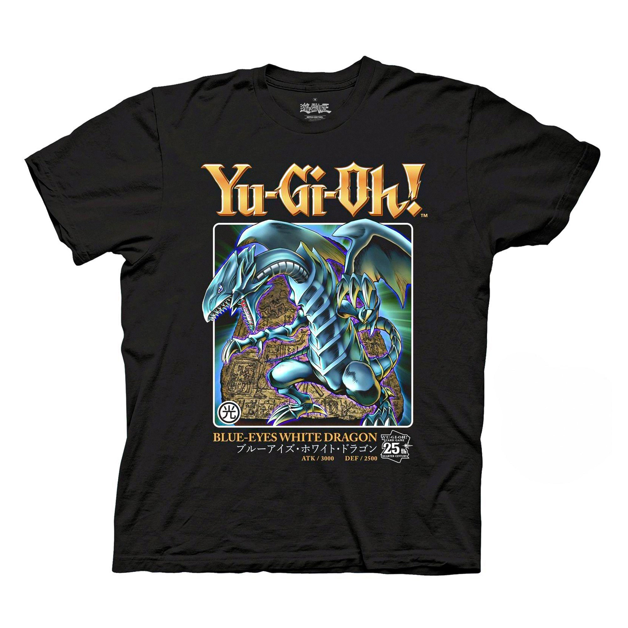 yugioh card t shirt Yu-Gi-Oh! - Duel Blue-Eyes White Dragon 25th Anniversary Adult T-Shirt - Black
