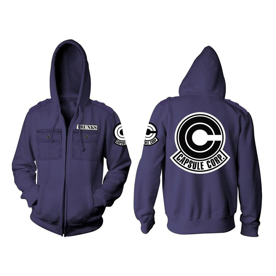 Dragon Ball Z Capsule Corp Trunks Military Style Adult Zip Hoodie