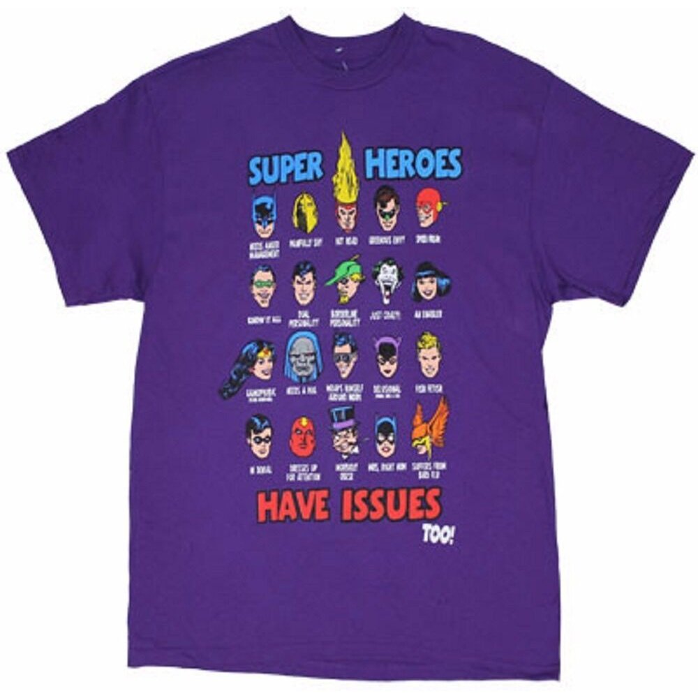 Super Heroes Have Issues Too DC Comics Adult T-Shirt