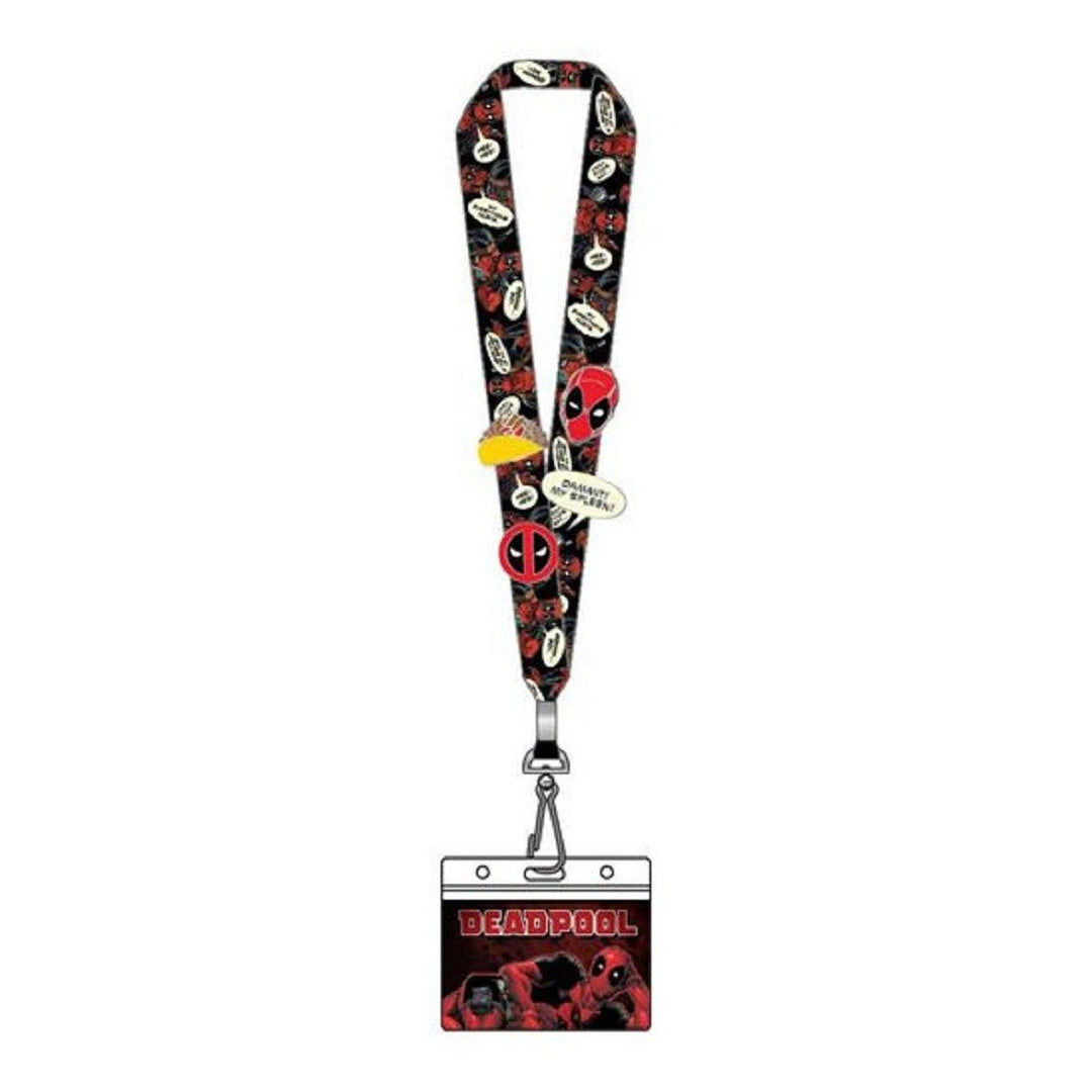 Loungefly Marvel Deadpool Lanyard with 4 Enamel Pins Set