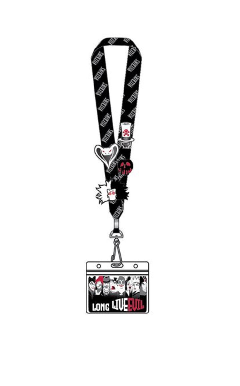 Loungefly Disney Villains Group Lanyard with 4 Enamel Pins Set