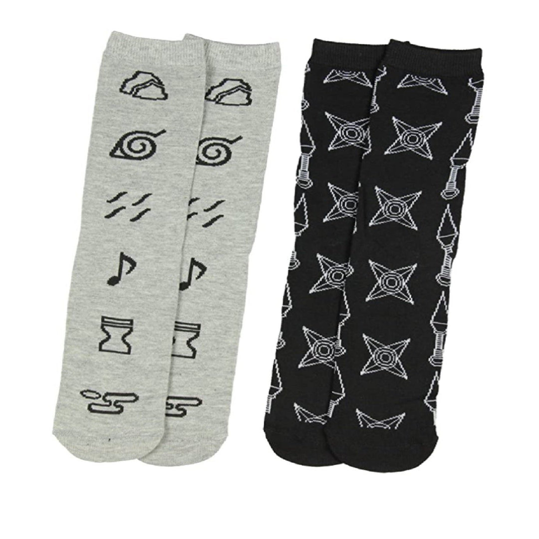 Naruto Shippuden Village Symbols Unisex 2 Pair Crew Cut Socks