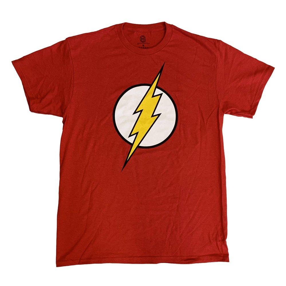 DC Comics Flash Logo Black Outline Adult Graphic T-Shirt