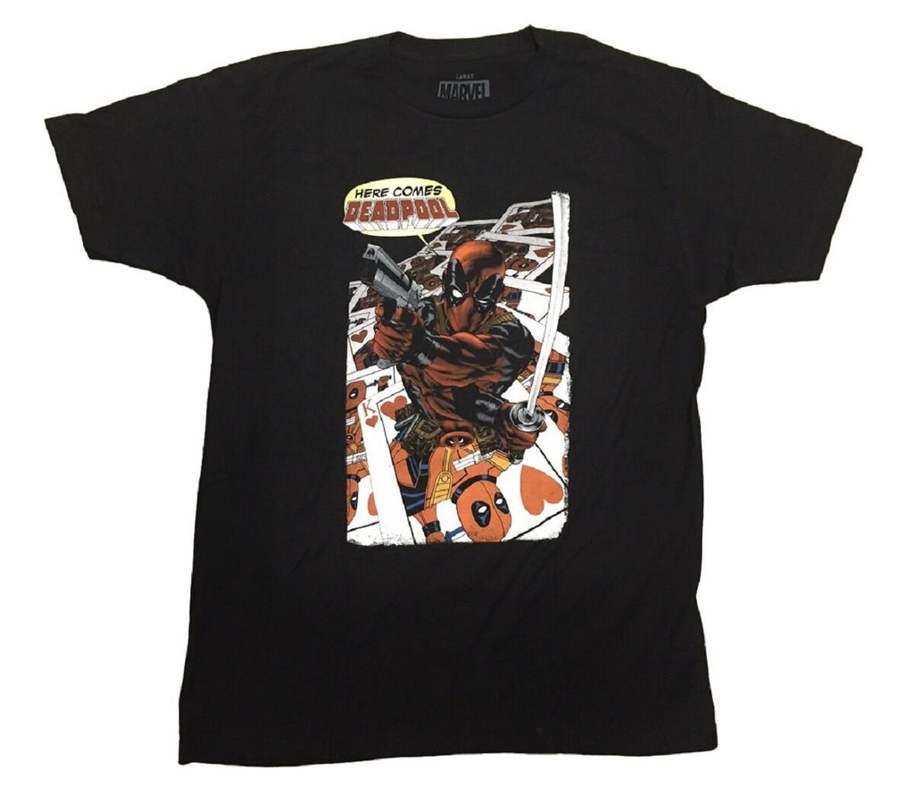 Marvel Here Comes Deadpool Black T-Shirt