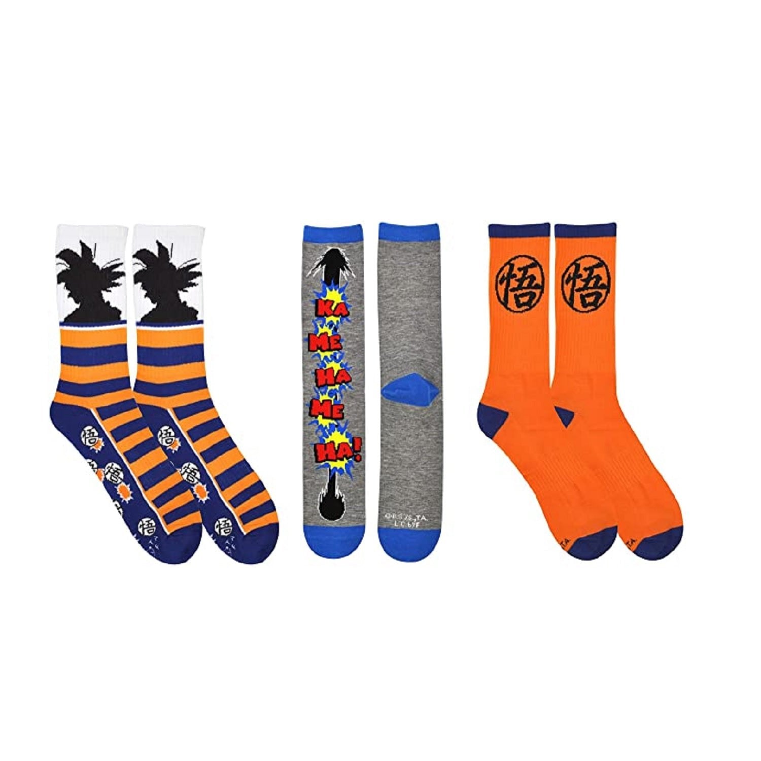 Dragon Ball Super Goku Kame Kamehameha Anime 3 Pack Crew Socks