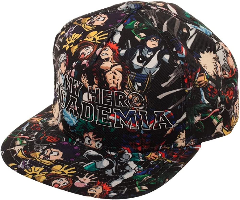 My Hero Academia Character Allover Art Snapback Flat Bill Hat