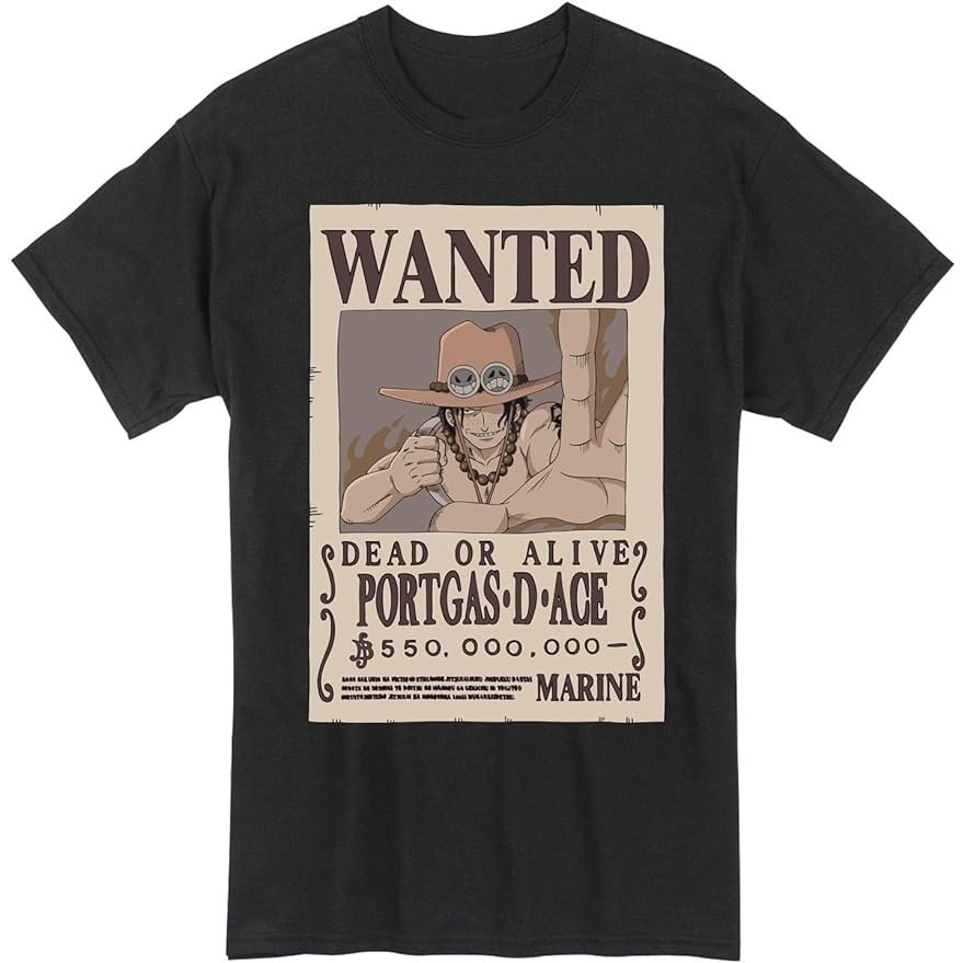 One Piece - Wanted Poster Ace Adult Men T-Shirt Great Eastern Entertainment