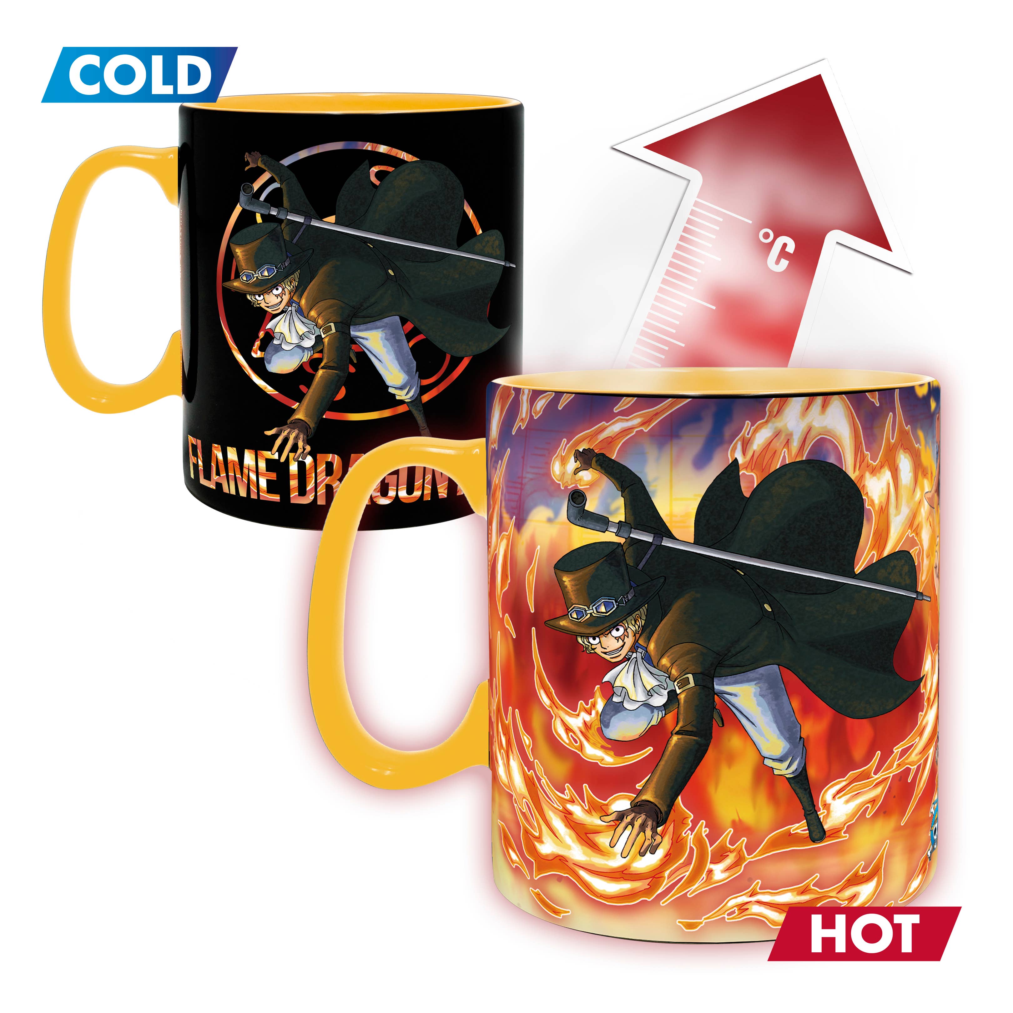 One Piece Luffy & Sabo Magic Heat Change Ceramic Mug 16Oz & Coaster Set