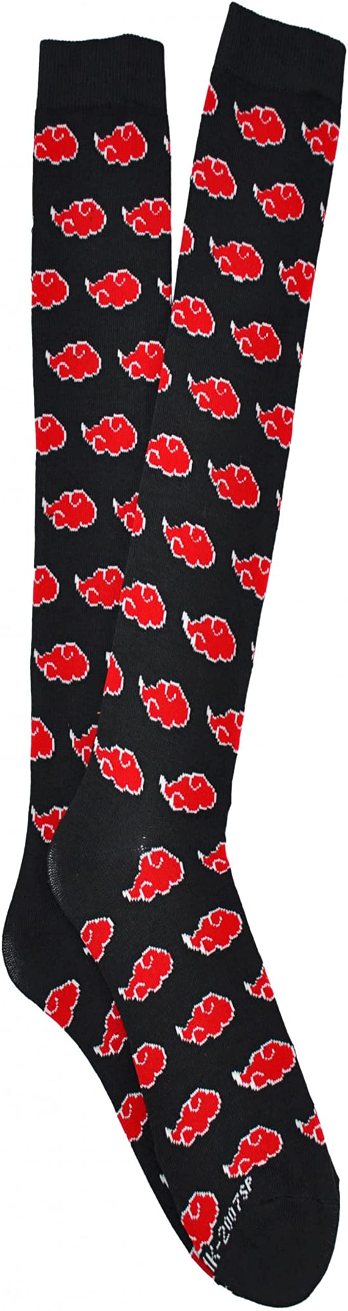 Naruto Shippuden Akatsuki Clouds Symbol Print Knee High Socks Ladies Sizes 4-10