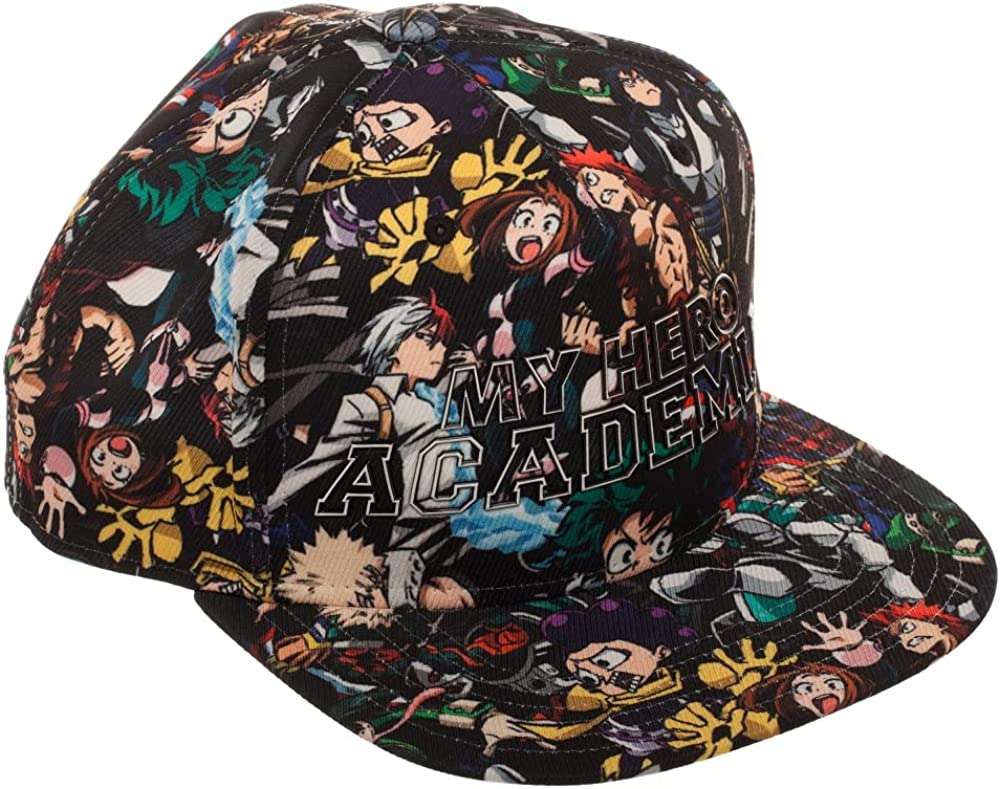 My Hero Academia Character Allover Art Snapback Flat Bill Hat