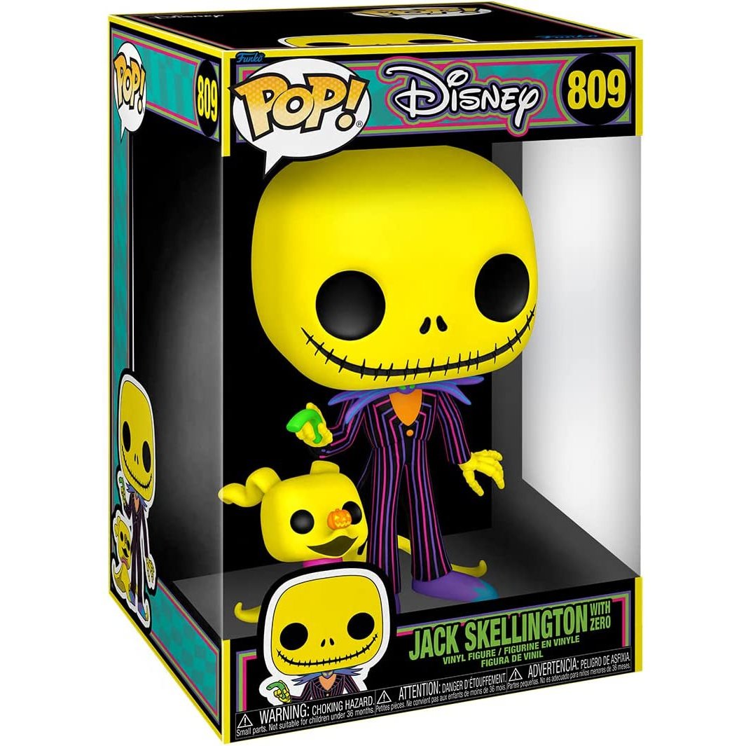 Funko Pop! Jumbo: The Nightmare Before Christmas - Jack and Zero Blacklight Vinyl Figure