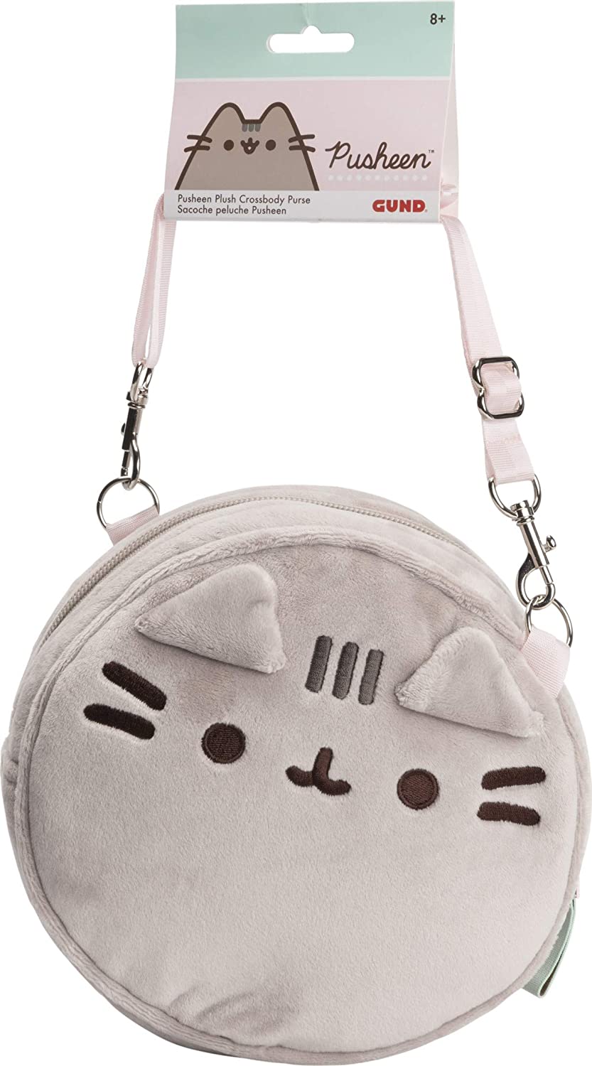 GUND Pusheen Crossbody Plush Purse with Zipper and Detachable Strap Bag