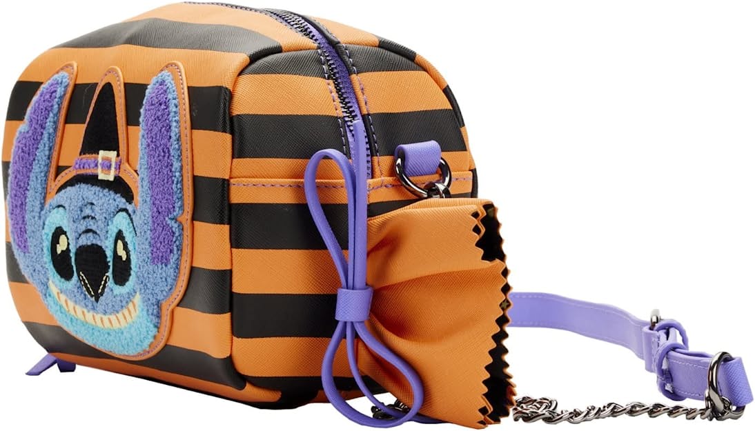 Loungefly Disney Lilo and Stitch Striped Halloween Candy Wrapper Crossbody Bag Purse