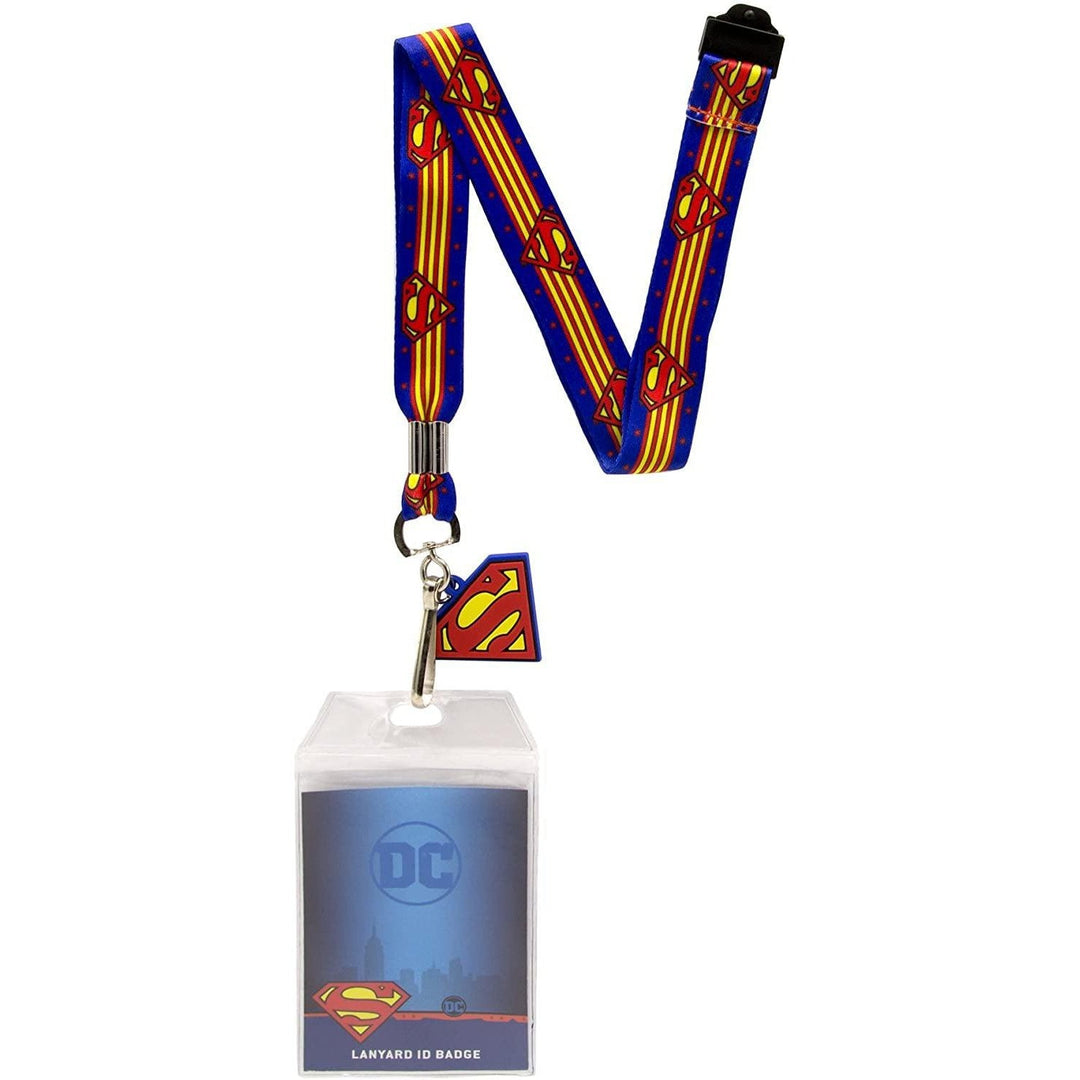 DC Comics Superman Wrap Around Logo Lanyard Neck Strap Id Holder With Charm