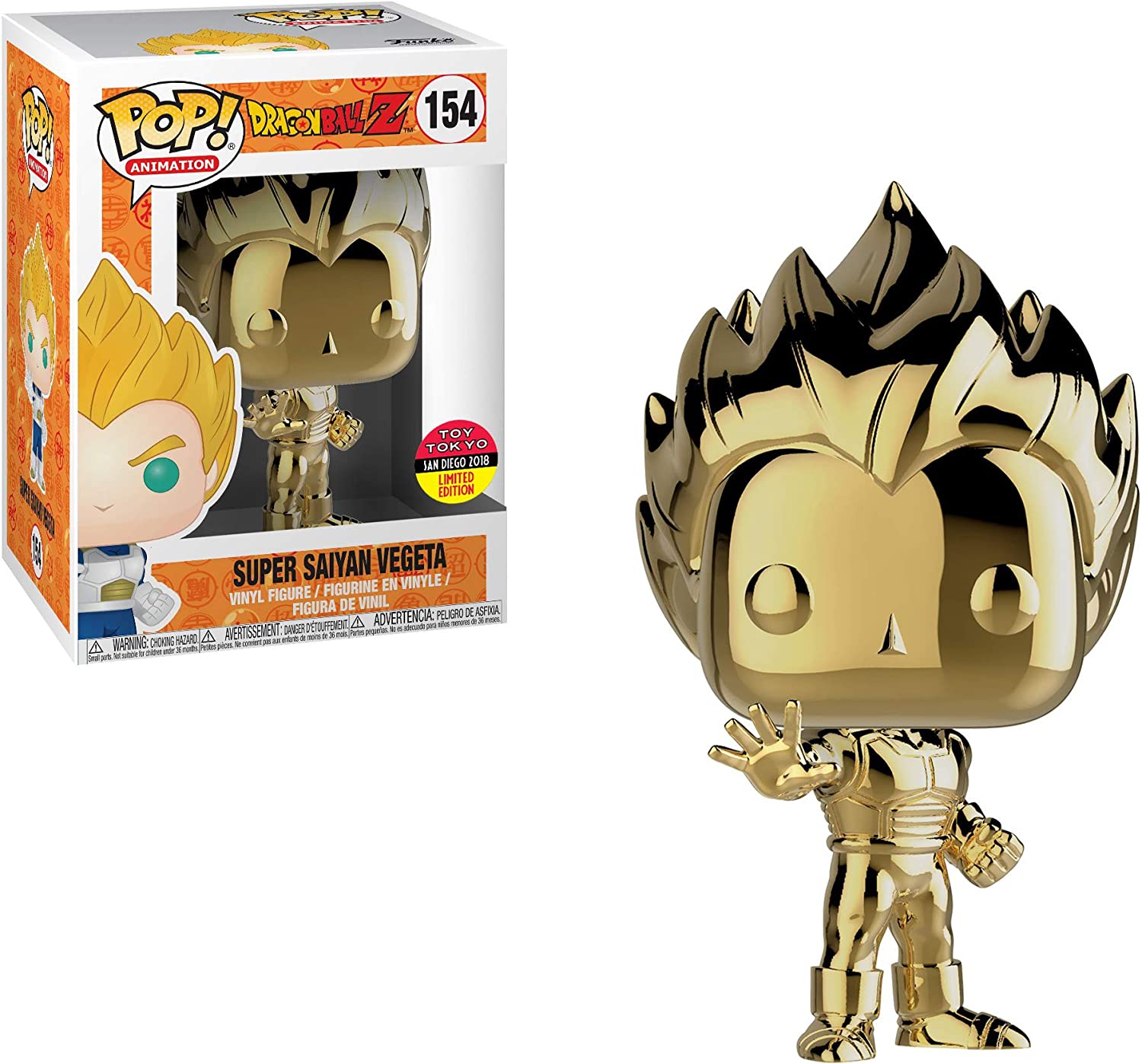 Funko Pop! Animation: Dragon Ball Z - Super Saiyan Vegeta Gold Chrome Tokyo SDCC Exclusive