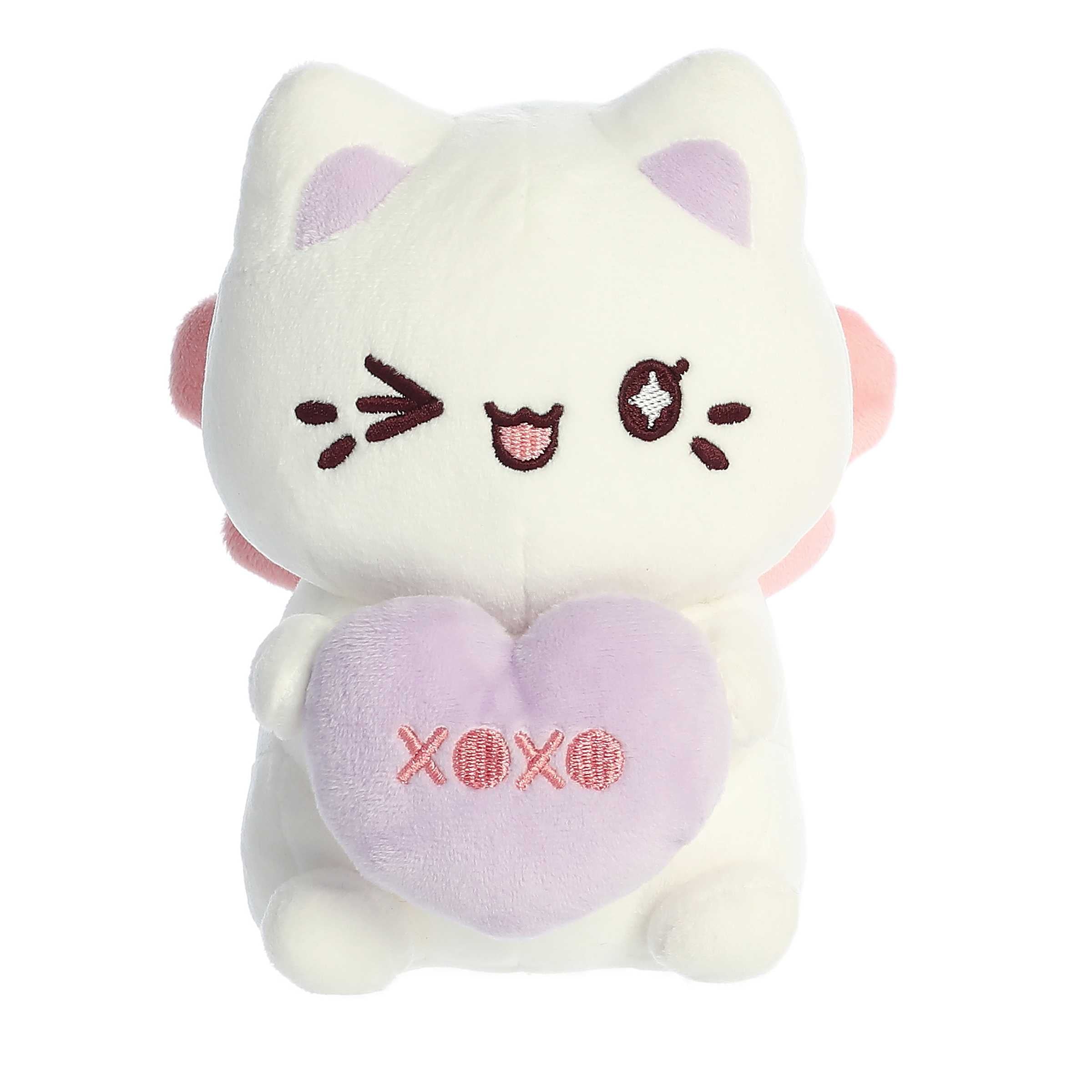 Aurora Enchanting Tasty Peach White Candy Heart Sitting Meowchi Plush 7in