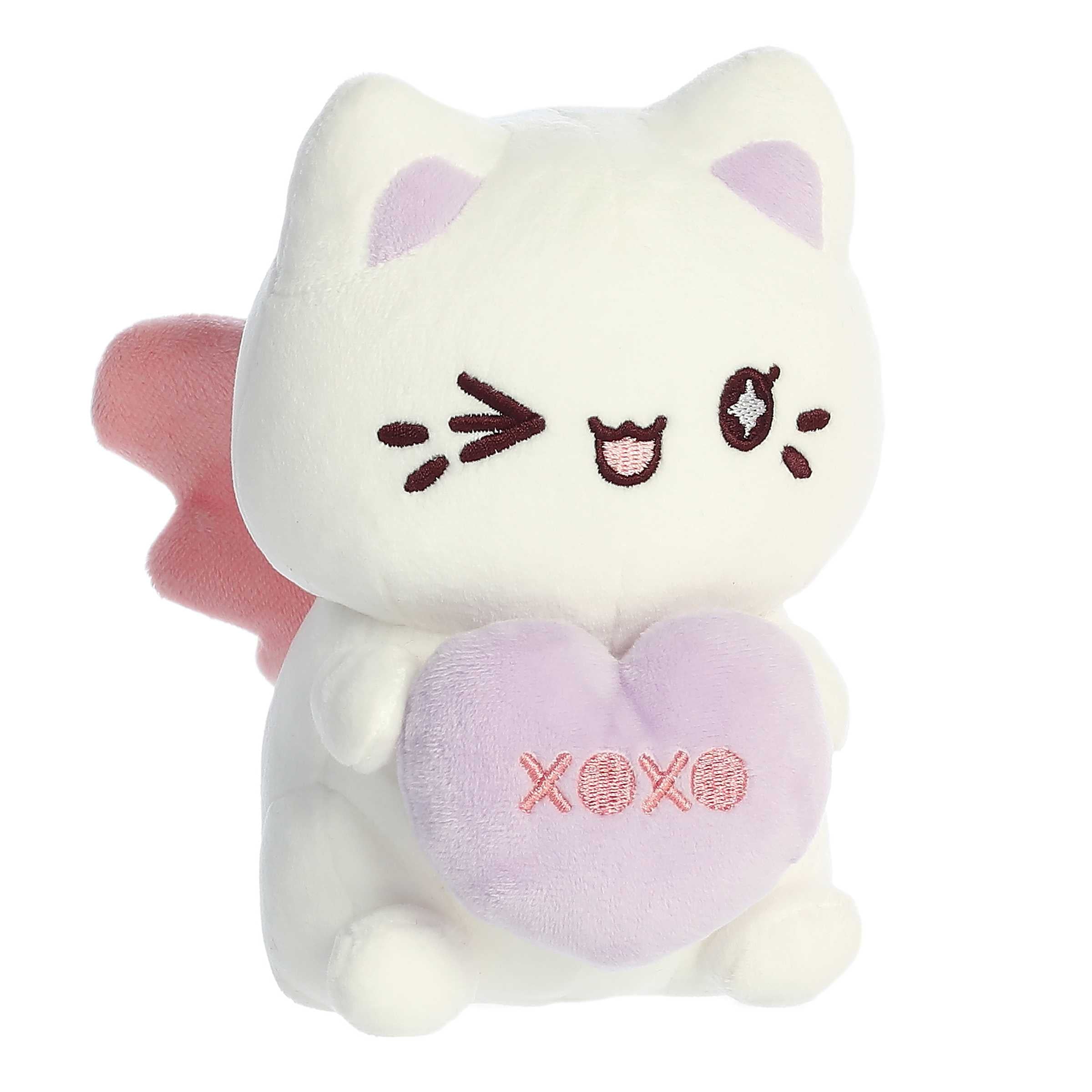 Aurora Enchanting Tasty Peach White Candy Heart Sitting Meowchi Plush 7in