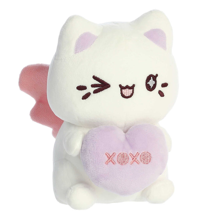 Aurora Enchanting Tasty Peach White Candy Heart Sitting Meowchi Plush 7in