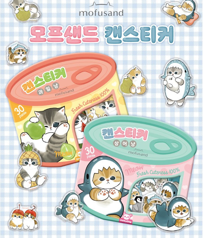 Mofusand Can Jelly 30 Stickers Set - Shark Cat & Fruit Cat - Shark Blue