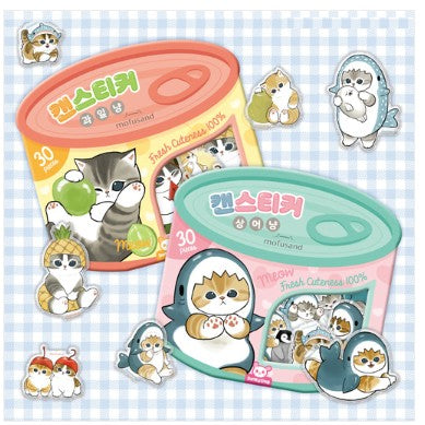 Mofusand Can Jelly 30 Stickers Set - Shark Cat & Fruit Cat - Shark Blue