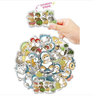 Mofusand Can Jelly 30 Stickers Set - Shark Cat & Fruit Cat - Fruit Peach